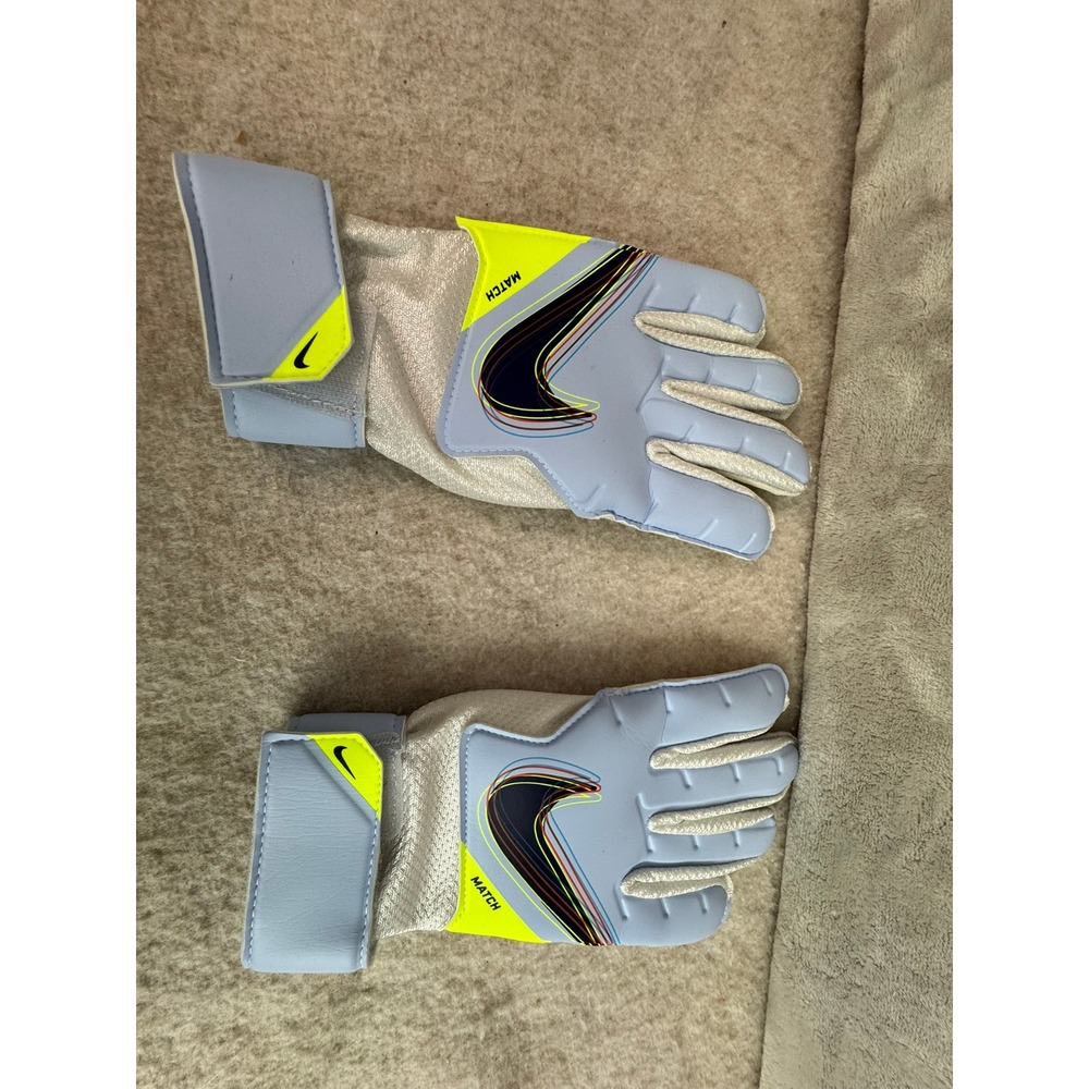 Nike Match Goalkeeper Gloves Size 7 Light Blue Yellow Black‎ Swoosh Soccer